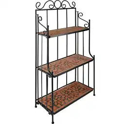 Netto Marken-Discount tectake Metallregal, mit 3 Mosaikböden, bodenschonende Gummifüße, 61 x 29 x 114 cm Angebot