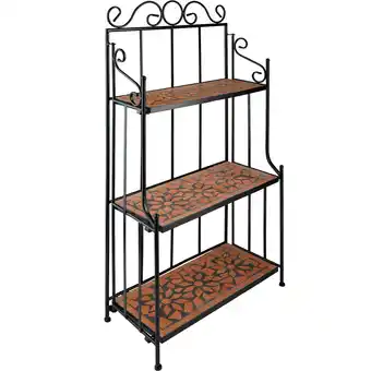 Netto Marken-Discount tectake Metallregal, mit 3 Mosaikböden, bodenschonende Gummifüße, 61 x 29 x 114 cm Angebot