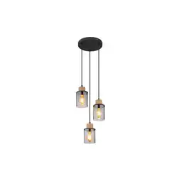 Netto Marken-Discount Pendelleuchte, Metall, Schwarz-matt, Glas Rauchfarbe, D 27 cm Angebot