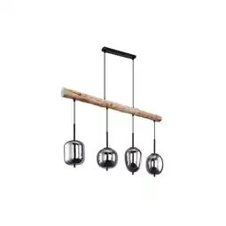 Netto Marken-Discount Hängeleuchte, Glasschirm, Holzoptik, braun, H 130 cm Angebot