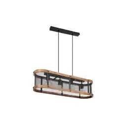 Netto Marken-Discount Hängelampe Holzleuchte, Rustikal, Holz schwarz braun, 4xE27 Angebot