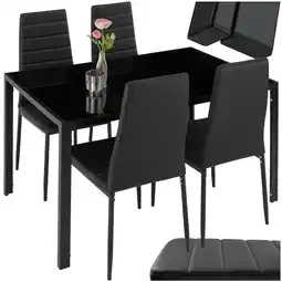 Netto Marken-Discount tectake Esszimmergruppe, 5-teilig, gepolstert mit Kunstlederbezug, bodenschonende Kunststoffkappen Angebot