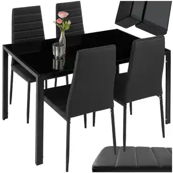 Netto Marken-Discount tectake Esszimmergruppe, 5-teilig, gepolstert mit Kunstlederbezug, bodenschonende Kunststoffkappen Angebot