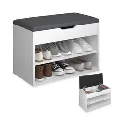 Netto Marken-Discount tectake Schuhbank, für 6 Paar Schuhe, großes Klappfach, 60 x 30 x 43,5 cm Angebot