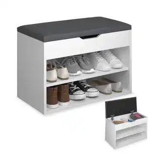 Netto Marken-Discount tectake Schuhbank, für 6 Paar Schuhe, großes Klappfach, 60 x 30 x 43,5 cm Angebot