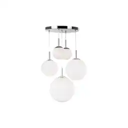 Netto Marken-Discount Hängelampe, Metall Glaskugel, 5-flammig, silber opal, H 90cm Angebot