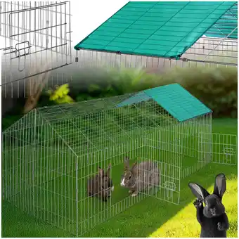 Netto Marken-Discount tectake Freilaufgehege für Kaninchen, aus 12 Gitterelementen, 2 Türen, 180 x 75 x 75 cm Angebot