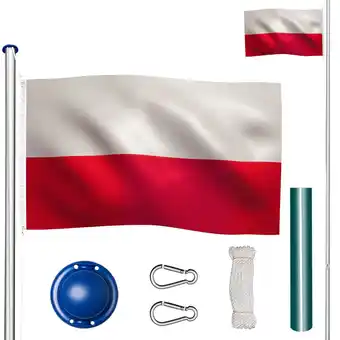 Netto Marken-Discount tectake Fahnenmast, aus Aluminium, 6,25 m, inklusive Seilzug und Bodenhülse Angebot