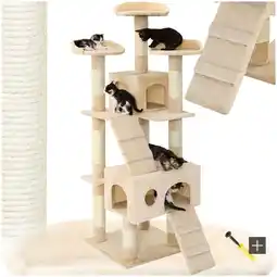Netto Marken-Discount tectake Kratzbaum, 170 cm, mit 2 Katzenhäusern, inklusive 2 Treppen und Kippschutz Angebot