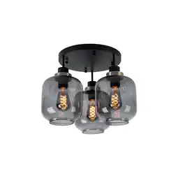 Netto Marken-Discount Deckenlampe, Metall Glasschirm, schwarz matt rauch, 3x E27 Angebot