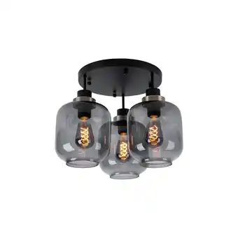 Netto Marken-Discount Deckenlampe, Metall Glasschirm, schwarz matt rauch, 3x E27 Angebot