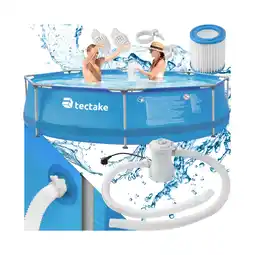 Netto Marken-Discount tectake Swimming Pool, rund, reißfestes PVC-Gewebe, solider Stahlrahmen Angebot