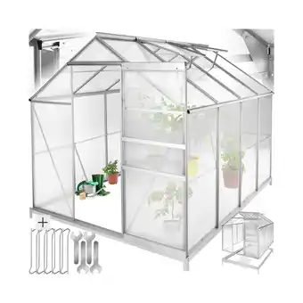 Netto Marken-Discount tectake Gewächshaus mit Fundament, 7,7 m³, UV-beständig und wärmedämmend, 185 x 250 x 195 cm Angebot