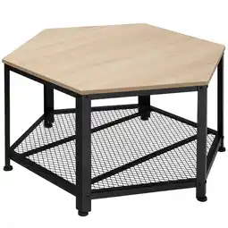 Netto Marken-Discount tectake Couchtisch, Industrial Style, sechseckig mit Gitterablage, 86,5 x 75 x 46,5 cm Angebot