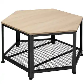 Netto Marken-Discount tectake Couchtisch, Industrial Style, sechseckig mit Gitterablage, 86,5 x 75 x 46,5 cm Angebot