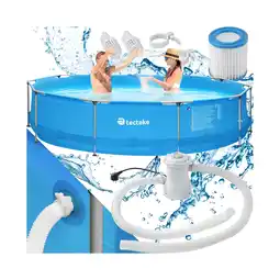 Netto Marken-Discount tectake Swimming Pool, rund, reißfestes PVC-Gewebe, 360 x 76 cm Angebot