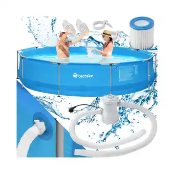 Netto Marken-Discount tectake Swimming Pool, rund, reißfestes PVC-Gewebe, 360 x 76 cm Angebot
