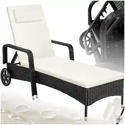Netto Marken-Discount tectake Rattan Sonnenliege, widerstandsfähig, 6-fach verstellbare Rückenlehne, 200 x 70 x 33 cm Angebot