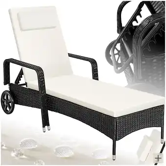 Netto Marken-Discount tectake Rattan Sonnenliege, widerstandsfähig, 6-fach verstellbare Rückenlehne, 200 x 70 x 33 cm Angebot