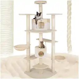 Netto Marken-Discount tectake Kratzbaum, 204 cm, mit 2 Katzenhäusern, inklusive Spielkordel und Kippschutz Angebot