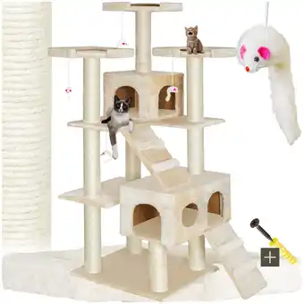 Netto Marken-Discount tectake Kratzbaum, 186 cm, mit 2 Katzenhäusern, inklusive 2 Treppen, 4 Spielmäusen und Kippschutz Angebot