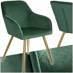 Netto Marken-Discount tectake Esszimmerstuhl, gepolstert, in Samtoptik, goldene Stahlbeine, 58 x 62 x 82 cm Angebot