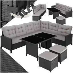 Netto Marken-Discount tectake Rattan Lounge, für 6 bis 8 Personen, UV-beständig, mit Sicherheitsglasplatten Angebot