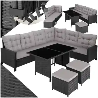 Netto Marken-Discount tectake Rattan Lounge, für 6 bis 8 Personen, UV-beständig, mit Sicherheitsglasplatten Angebot