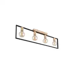 Netto Marken-Discount Deckenlampe, Holz, Metall, schwarz, 4 Flammig, L 90 cm Angebot