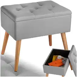 Netto Marken-Discount tectake Sitzbank, gepolstert, in Leinenoptik, Holzbeine mit Filzgleitern, 51 x 37,5 x 45,5 cm Angebot