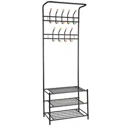 Netto Marken-Discount tectake Garderobe, Stahl, 18 Haken auf 4 Höhen, 66 x 187 x 33 cm Angebot