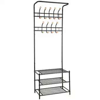 Netto Marken-Discount tectake Garderobe, Stahl, 18 Haken auf 4 Höhen, 66 x 187 x 33 cm Angebot