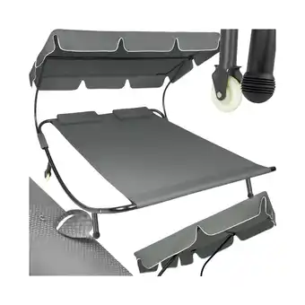 Netto Marken-Discount tectake Gartenliege, für 2 Personen, 2 Transportrollen, 2 Kopfpolster, 215 x 183 x 150 cm Angebot