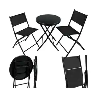 Netto Marken-Discount tectake Bistro-Set, klappbar, für 2 Personen, UV-beständig, Tisch mit Sicherheitsglasplatte Angebot