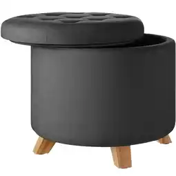 Netto Marken-Discount tectake Sitzhocker mit Stauraum, rund, in Leinenoptik, 44,5 x 41,5 cm Angebot