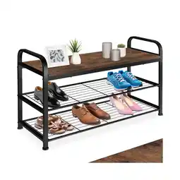 Netto Marken-Discount tectake Schuhregal, Industrial Style, Ablage und 2 Gitterablagen, 91 x 36 x 55 cm Angebot