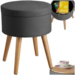 Netto Marken-Discount tectake Sitzhocker mit Stauraum, rund, in Leinenoptik, 42,5 x 42,5 x 45,5 cm Angebot