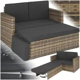 Netto Marken-Discount tectake Rattan Lounge, 2-Sitzer, UV-beständig, Hocker mit klappbarer Stütze Angebot