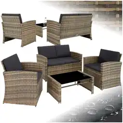 Netto Marken-Discount tectake Rattan Lounge, für 4 Personen, UV-beständig, mit Sicherheitsglasplatte Angebot
