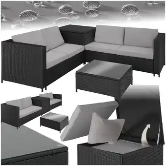 Netto Marken-Discount tectake Rattan Lounge, für 4 Personen, große Aufbewahrungsbox, mit Sicherheitsglasplatte Angebot