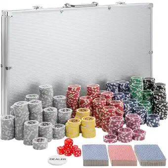 Netto Marken-Discount tectake Pokerset, 1000 farbige Chips, 5 Würfel, inklusive verschließbarer Aluminiumkoffer Angebot