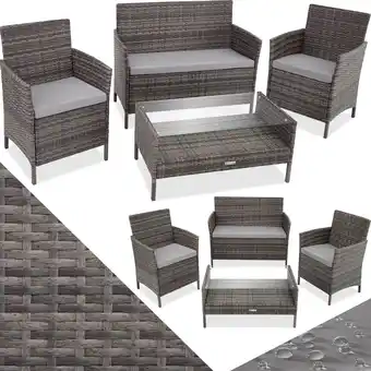 Netto Marken-Discount tectake Rattan Sitzgruppe, für 4 Personen, UV-beständig, einfacher Aufbau Angebot
