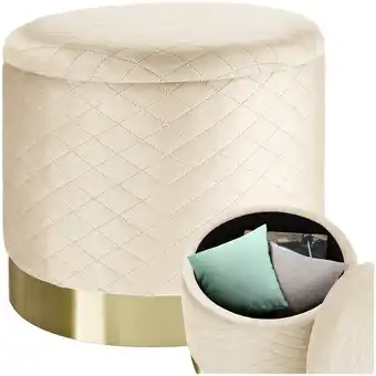 Netto Marken-Discount tectake Sitzhocker mit Stauraum, rund, in Samtoptik mit Steppmuster, 51 x 44,5 cm Angebot