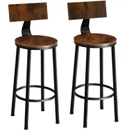Netto Marken-Discount tectake 2er Set Barhocker, mit Rückenlehne, Holz und Stahl, Sitzhöhe 74 cm Angebot