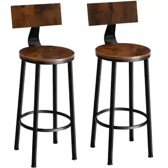 Netto Marken-Discount tectake 2er Set Barhocker, mit Rückenlehne, Holz und Stahl, Sitzhöhe 74 cm Angebot