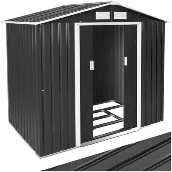 Netto Marken-Discount tectake Gartenhaus mit Satteldach, aus Stahl, praktische Schiebetür, 214 x 130 x 185 cm Angebot