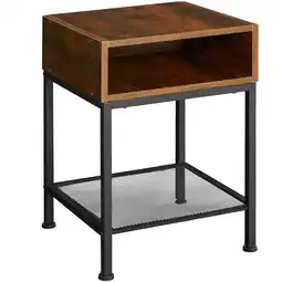 Netto Marken-Discount tectake Nachttisch, Industrial Style, mit offenem Fach und Gitterablage, 40,5 x 40,5 x 59 cm Angebot