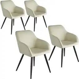 Netto Marken-Discount tectake 4er Set Esszimmerstuhl, gepolstert mit Stoffbezug, schwarze Stahlbeine, 58 x 62 x 82 cm Angebot