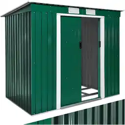 Netto Marken-Discount tectake Gartenhaus mit Pultdach, aus Stahl, praktische Schiebetür, 213 x 130 x 173 cm Angebot