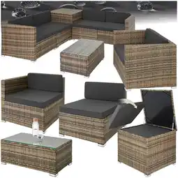 Netto Marken-Discount tectake Rattan Lounge, für 5 Personen, Dicke der Polster 8 cm, inklusive großer Aufbewahrungsbox Angebot